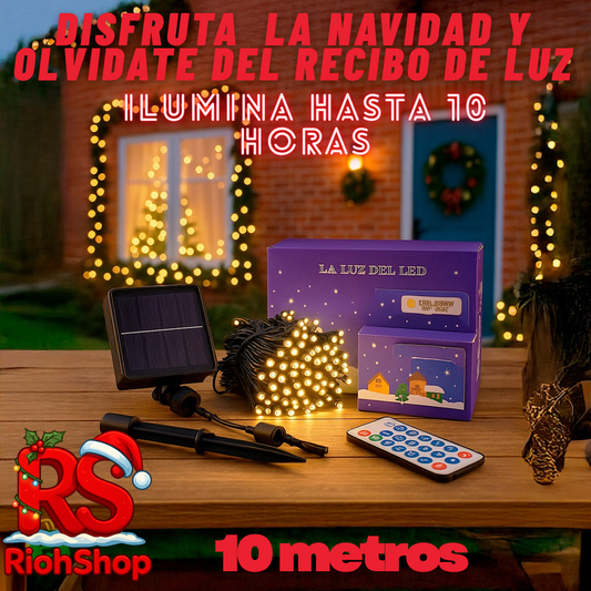 Luces panel solar de navidad x 10 metros